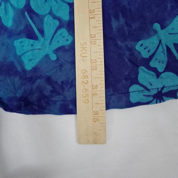 Pineapple Cove Vintage Blue Floral Sundress Hawaiian Tropical Print Coastal M - Picture 6 of 11